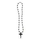 Vintage Hematite Cross Beaded Choker Style Necklace 9 Inches Barrel Clasp Rosary