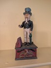 Vintage Cast Iron Uncle Sam Mechanical Bank Reproduction - Works Great 