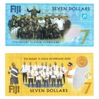 Fiji Set 2 Unc 7 Dollars 2017   2022  P 120   P 122 Commemorative Rugby 7s Team