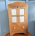 Vintage Mini Pie Safe Cabinet Primitive Spice Cabinet Trinket Shelf 25  X 14 