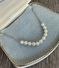 Vtg Treasureland 14kt White Gold 3mm Add A Pearl Necklace 15    With Box    debbie   