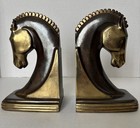 Vintage Dodge Trojan Horse Head Art Deco Pair Of Bookends Cast Metal 7 25 h