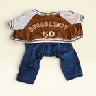 Pet Varsity Jacket Jumpsuit Speed Limit 50 Brown Denim Dog Cat Xl