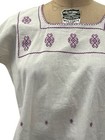 Vtg Mexican Top  Embroidered Floral Shirt  Huipil Boho Oaxaca 70s Handmade Sz M