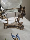 Vintage Cut Glass Votive tea Light Candle Holder On Metal Stand  Made In India 