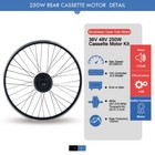 Electric Bicycle Conversion Kit 36v 48v 250w Ebike Rear Cassette Hub Motor Kit 