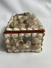 Vintage Sailor   s Sea Shell Art Jewelry Trinket Box Sailors Valentine Red Velvet