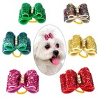 20 100pcs Dog Hair Bows Rubber Bands Bling Grooming Headdress Accessory Topknot