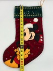 Vtg Euc Y2k Disney Mickey   Pluto Christmas Stocking Embroidered Velvet 1999