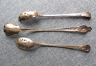 Three 3 Sterling Silver Olive Spoons With Pierced Bowls All Three For One Money