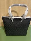 Michael Kors Jet Set Medium Double Pocket Tote Shoulder Bag Purse Mk Black Logo