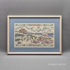 Vtg Sand Castles Finished Cross Stitch Framed Under Glass 19 75  X 14 
