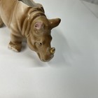 Japan Rhinoceros Figurine Planter succulent Bud Pot Vtg Rhino W  Golden Horn