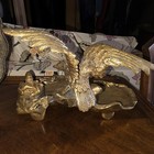 Antique French Art Nouveau Gilt Bronze Inkwell Perched Eagle Signed A  Marionnet