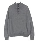  new - Polo Ralph Lauren Mens Classic 3 Button Cotton Sweater- Dark Gray   S-xl