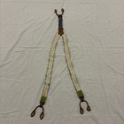 Vintage Police Brace Suspenders 40   s-50   s Leather Straps Green Striped Brass