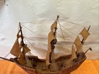 1h - Vintage Antique 22   x18   x4    Wood Pirate Model Ship