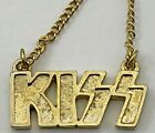 Vintage Original Kiss Logo Aucoin Rock Band Goldtone Necklace 1978 Memorabilia
