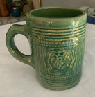 Vintage 1920s Mccoy Pottery Stoneware Beer Mug Stein Green Glaze Grapes Tankard
