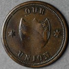 1863 Patriotic Civil War Token  108 201a George Washington  our Union 