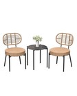 3 Piece Wicker Patio Bistro Furniture Set  Outdoor Dining Chairs  Black   Brown