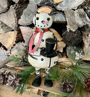 New Primitive Snowman Recycled Metal Chilly Winter Christmas 9 75 tx4 5 wx3 25 d