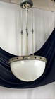 Rewired Antique Vtg Large 21 x48 Art Deco Milk Glass Bowl Chandelier Foyer Light