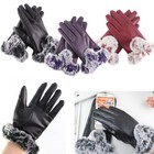 Womens Winter Warm Dressy Gloves Genuine Leather Thermal Lined Faux Fur Cuffs