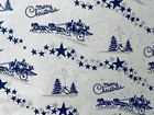 Vtg Merry Christmas Wrapping Paper Gift Wrap Stagecoach Silver Blue 1940s