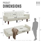 75  Modern Tufted Leather Futon Sofa Bed White 3-in-1 Folding Convertible