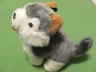 Rare  Sitting Husky Wolf Puppy Dog W brown Ears Plush Stuffed Animal