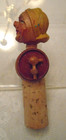 Antique German Hand Carved Painted Wood Smiling Woman Bar Cork Bottle Stopper