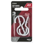 5 Packs Ace Small White Steel 1 1875 In  L Cup Hook 20 Lb  15 Hooks Total