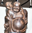 10 6  Old Chinese Wood Hand Carved Happy Laugh Maitreya Buddha Statue Sculpture