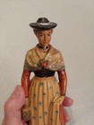Woman With Basket Black Forest Wood Hand Carved Painted Vintage German
