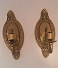 Vintage  Brass Wall Candle Sconces Pair Gold Tone Ornate Victorian Decor