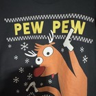 Port   Company Ring Spun Sz L Ugly Christmas Sweater Santa s Reindeer Pew Pew