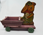 Rare No 487 Fisher Price Pull Toy 1938 Bunny Rabbit Cart - Good Condition