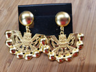 Vintage Ccori Mayan Revival Earrings Made In Peru Gold Plated Museum Replica
