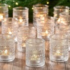 24 Pack Clear Glass Votive Candle Holders Vintage Tealight Holder For Wedding