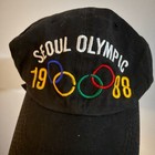 Vintage 1988 Seoul Olympic Games Embroidered Black Baseball Cap Hat