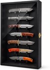 Knife Display Case Cabinet 7  Black Wood Pocket Knives Storage Organizer Holder