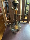 Barware Set Vintage Gold Flower Decanter 5 Glasses Mid Century Modern Romanian