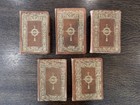 Lot Of 5 Antique Leather Amsco Nature encyclopedia facts mechanical earth thes  