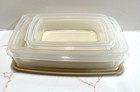 Lot Of 4 Vintage  Rubbermaid Servin Saver Rectangle Containers 5 6 10 11 W  Lids