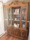 Antique Brown Stained Wood   Glass China Cabinet  2 Doors  2 Shelves 80 