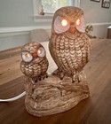 Vintage Ceramic Owl Lamp Nightlight Mom   Baby 1981 Brown 7   
