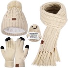 Beanie Scarf Hat Touchscreen Gloves Set Winter Warm Knitted Gift For Women Girls