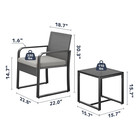 3 Pieces All-weather Outdoor Patio Bistro Wicker Chairs With Glass Table 