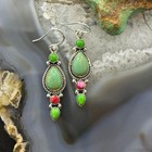 Sterling Silver Southwestern Style Multistone Dangle Earrings For Women  3